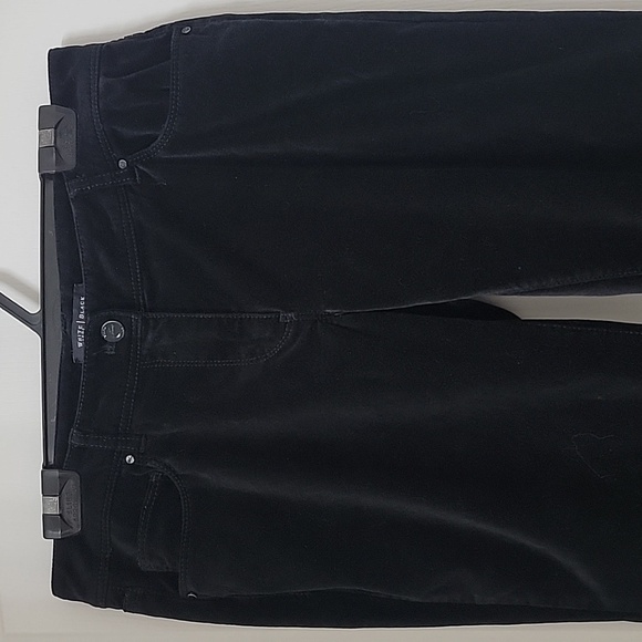 White House Black Market Blanc Size 6 Black Velvet Jeans Boot Leg, EUC - Picture 2 of 11